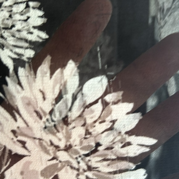 Ann Taylor Factory sheer top; black and white floral design; Large - Picture 5 of 8